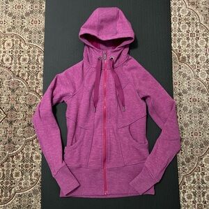 Athleta pink zip hoodie fleece lined xs